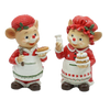 Picture of Viv! Christmas Kerstbeeld - Mrs. en Ms. Chef Muis - set van 2 - rood wit - 15cm