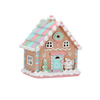 Picture of Viv! Christmas Kerstbeeld - Gingerbread Huis met Kerstman incl. LED Verlichting - pastel - bruin roze - 25cm