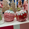 Picture of Viv! Christmas Kerstbeeld - 'Merry Christmas' Snoepgoed Kerstballen - set van 2 - roze rood wit - 16.5cm