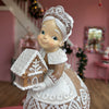 Picture of Viv! Christmas Kerstbeeld - Gingerbread Mrs. Claus met Snoephuis - bruin wit - 33cm