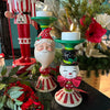 Picture of Viv! Christmas Kerst Tafeldecoratie - Kandelaar Sneeuwpop met Vlinderdas - rood groen wit - 23cm