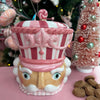 Picture of Viv! Christmas Kerstservies - Kerst Koektrommel Notenkraker - keramiek - roze wit - 25cm