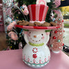 Picture of Viv! Christmas Kerstservies - Kerst Serveerschaal Sneeuwpop - keramiek - pastel - roze wit - 51cm