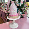 Picture of Viv! Christmas Kerstbeeld - Gedecoreerde Macaron Taart op Wit Taartplateau - roze wit - 42cm
