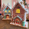 Picture of Viv! Christmas Kerstbeeld - Gingerbread Huis incl. LED Verlichting - pastel - roze - 22cm