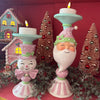 Picture of Viv! Christmas Kerst Tafeldecoratie - Kandelaar Sneeuwpop met Vlinderdas - pastel - roze wit - 23cm