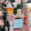 Picture of Viv! Christmas Kerstbeeld - Gingerbread Lantaarn incl. LED Verlichting - pastel - roze groen - 36cm
