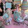 Picture of Viv! Christmas Kerstbeeld - Gingerbread Poppetjes in Theekop en met Cadeau - set van 2 - pastel - paars roze - 15cm