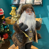 Picture of Viv! Christmas Kerstbeeld - Kerstman Pop met Ski's - zwart goud - 46cm