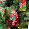 Picture of Viv! Christmas Kerstornament - Elf met Snoep op Kerstbal - set van 2 - rood groen wit - 20cm