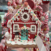 Picture of Viv! Christmas Kerstbeeld - Gingerbread Huis Sneeuwpop van Klei incl. LED Verlichting - rood wit - 22cm