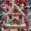 Picture of Viv! Christmas Kerstbeeld - Gingerbread Huis van Klei incl. LED Verlichting - wit rood - 22cm