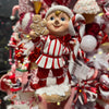 Picture of Viv! Christmas Kerstbeeld - Snoep Elfjes - set van 2 - rood wit - 20cm