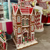 Picture of Viv! Christmas Kerstbeeld - XL Gingerbread Tudor Huis met Snoepgoed incl. LED Verlichting - rood wit bruin - 61cm