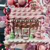 Picture of Viv! Christmas Kerstbeeld - Gingerbread Huis van Klei met Marshmallow Beertjes incl. LED Verlichting -  pastel roze - 23cm