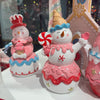 Picture of Viv! Christmas Kerstbeeld - Snoepgoed Sneeuwpop - set van 2 - roze wit blauw - 22cm