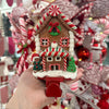 Picture of Viv! Christmas Kerstbeeld - Gingerbread Snoephuis van Klei Kerstsok Houder - set van 2 - rood wit bruin - 17cm