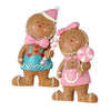 Picture of Viv! Christmas Kerstbeeld - Gingerbread Jongen en Meisje met Snoepgoed - set van 2 - pastel - roze blauw - 16.5cm