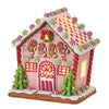 Picture of Viv! Christmas Kerstbeeld - Gingerbread Mannetjes Huis van Klei incl. LED Verlichting -  pastel roze - 22cm