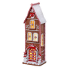 Picture of Viv! Christmas Kerstbeeld - Hoog Gingerbread Huis met Sneeuwpop incl. LED Verlichting - rood wit bruin - 43cm