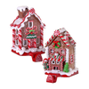 Picture of Viv! Christmas Kerstbeeld - Gingerbread Snoephuis van Klei Kerstsok Houder - set van 2 - rood wit bruin - 17cm