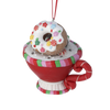 Picture of Viv! Christmas Kerstornament - Chocolademelk Mok met Snoep van Klei - rood wit groen - 8cm