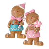 Picture of Viv! Christmas Kerstbeeld - Gingerbread Jongen en Meisje met Snoepgoed - set van 2 - pastel - roze blauw - 16.5cm