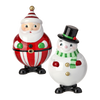 Picture of Viv! Christmas Kerstbeeld - Retro Sneeuwpop en Kerstman - set van 2 - rood wit groen - 16.5cm
