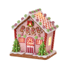 Picture of Viv! Christmas Kerstbeeld - Gingerbread Mannetjes Huis van Klei incl. LED Verlichting -  pastel roze - 22cm