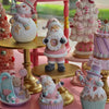 Picture of Viv! Christmas Kerstbeeld - Kerstman en Sneeuwpop in Cupcake - set van 2 - pastel - roze - 15 en 19cm