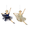 Picture of Viv! Christmas Kerstornament - Ballerina's Tule Rok met Sterren - set van 2 - blauw goud - 15cm