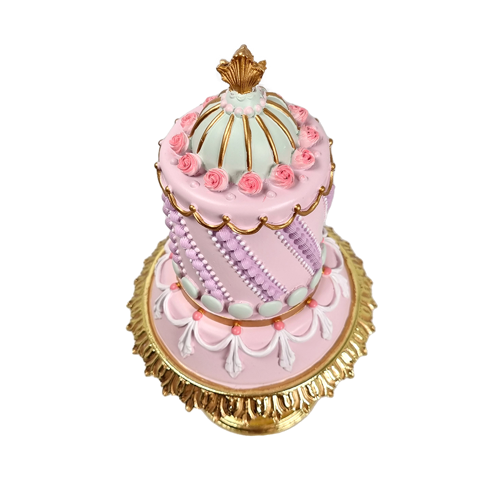 Viv! Figurine Décoration Noël Pasen - Layer cake avec macarons - or rose -  51cm