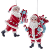 Picture of Kurt S. Adler Kerstornament - Retro Kerstman met Cadeaus - set van 2 - rood blauw - 10cm