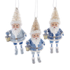 Picture of Kurt S. Adler Kerstornament - Kerstmannetjes met Kerstboomhoed - set van 3 - blauw wit - 11cm