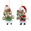 Picture of Goodwill M&G Kerstornament - Kerstman met Speelgoed - set van 2 - rood groen - 13,5cm