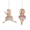 Picture of Viv! Christmas Kerstornament - Ballerina Muisjes - set van 2 - roze - 11cm