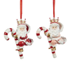 Picture of Viv! Christmas Kerstornament - Kerstman op Zuurstok - set van 2 - rood roze wit - 10cm