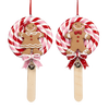 Picture of Viv! Christmas Kerstornament - Gingerbread Lollies - set van 2 - roze rood bruin - 14cm