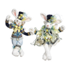 Mark Roberts Easter - Paashaas - Mr. & Mrs. Festive Rabbit - decoratiebeeld Pasen - set van 2 - wit blauw - 36cm - Collector's item - Viv! Home Luxuries