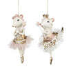 Picture of Viv! Christmas Kerstornament - Ballerina Muisjes - set van 2 - roze wit goud - 12cm