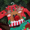 Picture of Viv! Christmas Kerstornament - Gebreide Kersttruien - Kerstman en Rendier - set van 2 - rood groen - 12cm