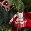 Picture of Viv! Christmas Kerstornament - Kat in Hoedendoos - rood wit - 6cm