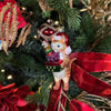 Picture of Kurt S. Adler Kerstornament - Kat met Cadeautjes en Kerstmuts - glas - bruin rood - 13cm