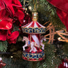 Picture of Kurt S. Adler Kerstornament - Draaimolen Paard - glas - rood wit blauw - 11cm