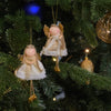 Picture of Viv! Christmas Kerstornament - Engeltjes van Stof - set van 4 - wit goud - 13cm