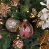 Picture of Viv! Christmas Kerstbal - Glitter Ruit - set van 3 - goud roze - 8cm