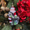 Picture of Viv! Christmas Kerstornament - Kerstman met Zebra - mond geblazen glas - rood wit zwart - 13cm
