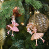Picture of Viv! Christmas Kerstornament - Meisjes met Macaron - set van 2 - roze goud - 9cm