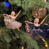 Picture of Viv! Christmas Kerstornament - Ballerina's Tule Rok met Sterren - set van 2 - blauw goud - 15cm