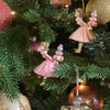 Picture of Viv! Christmas Kerstornament - Meisjes met Macaron Kus - set van 2 - roze - 9cm